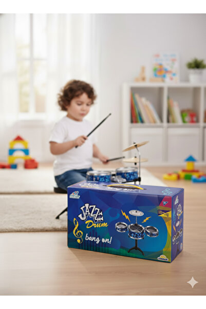 OMZ Jazz Drum Mini Bateri Seti Erkek Cocuk Montessori Geliştiren Egitici Oyun...