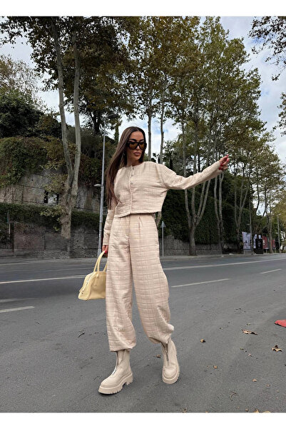 Diemmood Γυναικείο Σετ Παντελόνι και Μπουφάν με Καπιτονέ Υφή και Oversize Εφα...