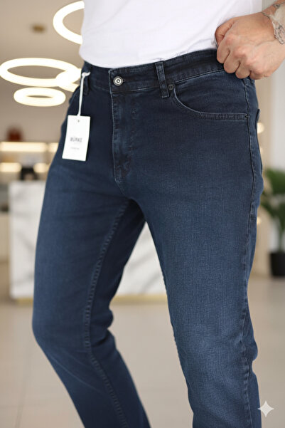 Mamlay Prémium sötétkék, normál szabású, rugalmas farmernadrág