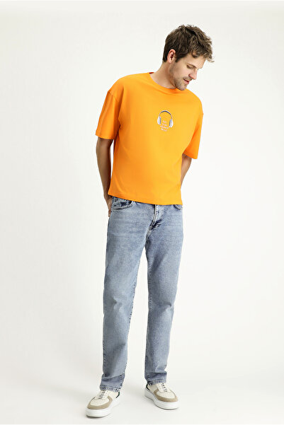 Kiğılı Bisiklet Yaka Oversize Baskılı Süprem Pamuk Tişört