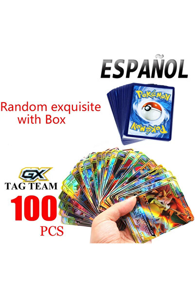 Choice GX TAG *&100PCS Spanish Pokemon Game Card GX V Mega Shining Game Battle Carte Trading Collection Car