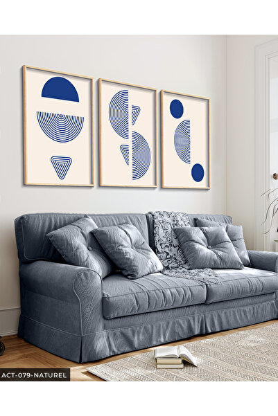 Evinemoda Plavi apstraktni uzorak, slika u drvenom okviru, 3 dela