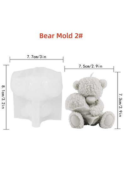 Choice قالب الدب 2 قالب سيليكون ثلاثي الأبعاد على شكل دب تيدي لصنع الإيبوكسي ...