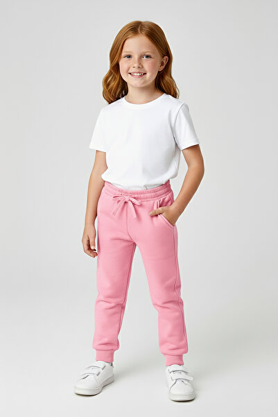 DMB BOYS & GIRLS Pantaloni de sport pentru fete cu talie elastică, cu tăietur...