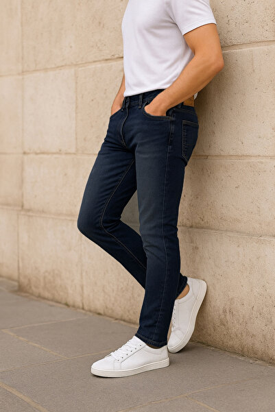 CEDY DENIM Slim Fit Jean Joe Normál derekú Slim Fit Rugalmas farmer nadrág C300-sötét-tengerkék