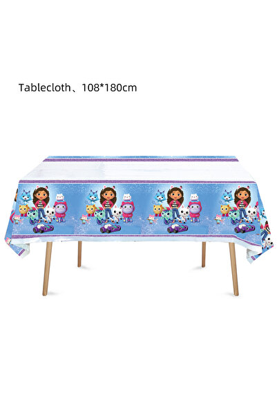 Miniso 1pcs tablecloth 1pcs Gabby Dollhouse Cats Birthday Party Tablecloth Supplies Disposable Tableware Ta