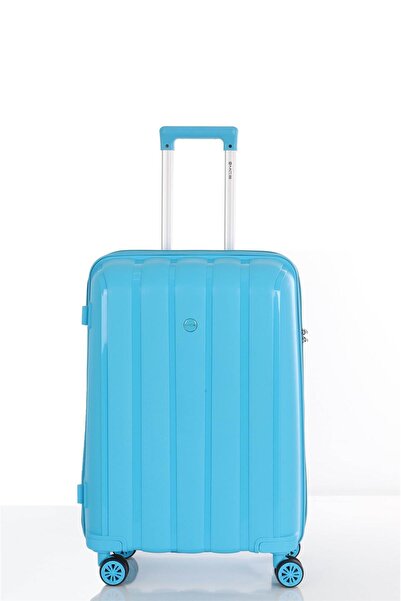 MÇS Lüx Kırılmaz Açık Mavi Orta Boy Pp Valiz - V305