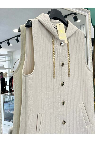 MERAM BUTİK Nurgün Quilted Vest - Stone - 46