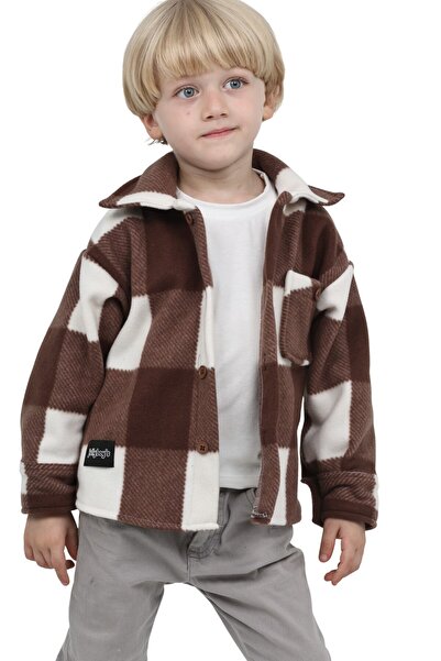 ERDEM KIDS Boys' Cotton Fleece Plaid Checkered Jacket Shirt
