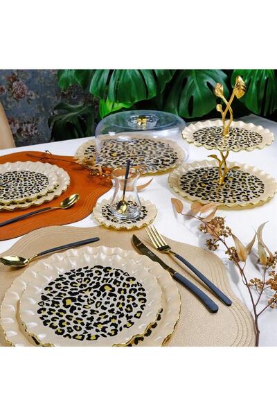 Glore Leopard Wavy Gold Gilded Glass Kura Piped K 26098