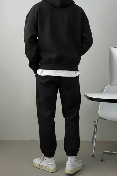 GENIUS STORE Men's Tracksuit Set with Raised Stitching 3 Thread Fleece Inside Casual Tracksuit Set 3Thread-Set