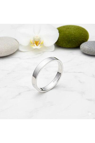 deren gümüş 3mm Düz Kesim Erkek Kadın Gümüş Alyans Parlak Model 925ayar