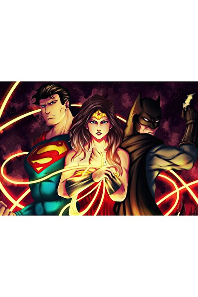 Zumzeria Tablou pe pânză DC Batman Superman Wonder Woman, 80x50cm,
