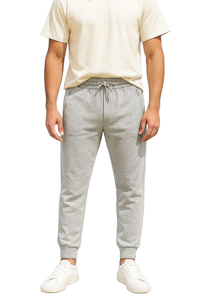 ARL Elastic Waist Drawstring Elastic Leg Zippered Pocket Gray Sweatpants