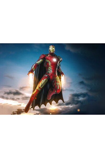 Zumzeria Tablou Canvas Iron Man With Batman Cape, 80x50cm, tablou460,