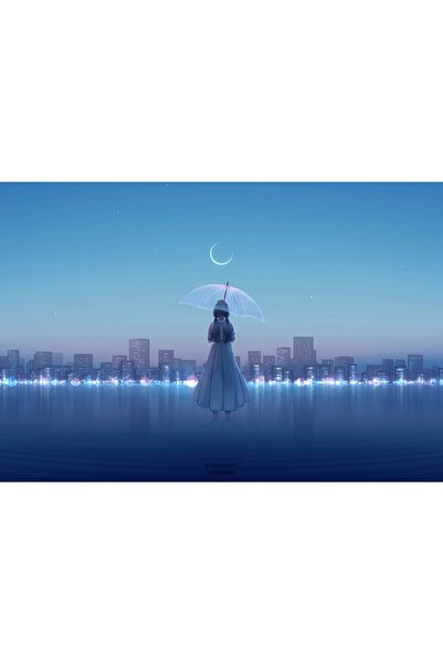 Zumzeria Tablou Canvas Anime Girl Umbrella City, 80x50cm, tablou1037, ®