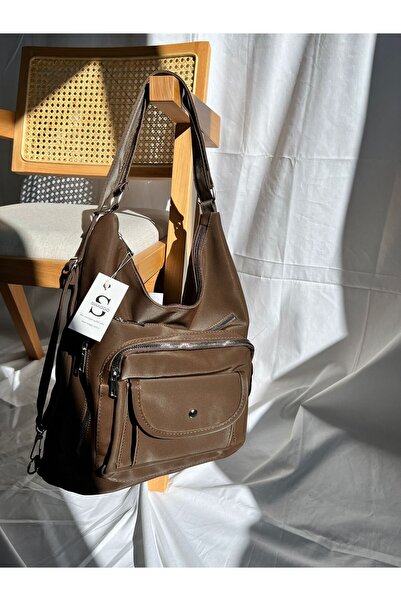 Swaggo collections حقيبة يد/حقيبة ظهر وحقيبة كتف متعددة الأقسام من الجلد الساتان للنساء