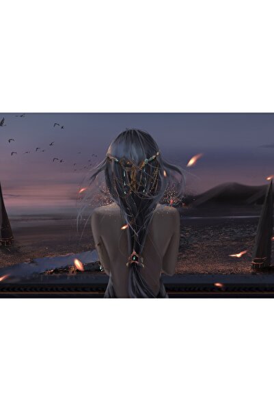 Zumzeria Tablou Canvas Queen Long Hair Fantasy, 80x50cm, tablou619,