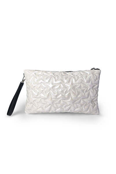 Ecrou Yıldız Desenli Beyaz Portföy Çanta