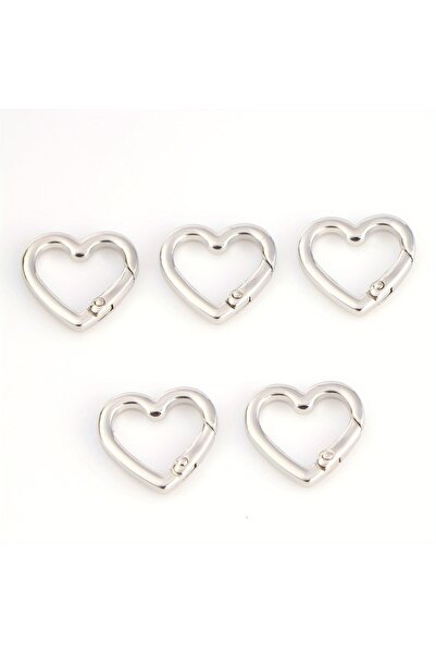 Choice 5 قطع فضية معدنية على شكل قلب حلقة قابلة للفتح سلسلة مفاتيح جلدية للحر...