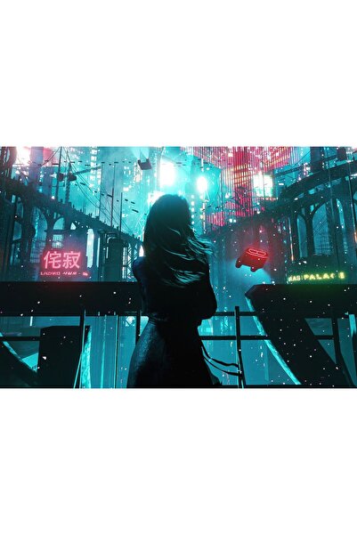 OEM Poster cu lumini neon hipnotizate Girl Scifi, 61x90cm, poster2365, Zumzeria ®