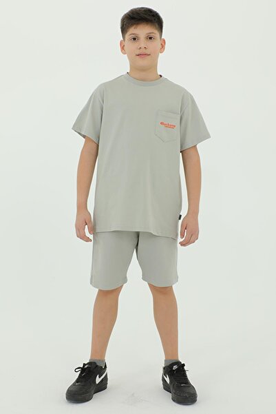 Black One Crew Neck Printed T-Shirt and Shorts Bottom Top Double Set