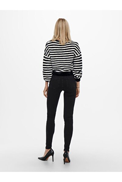 ONLY O Neck Regular Striped Black Sweater Women Onlpiumo L/S Pullover Knt Noos