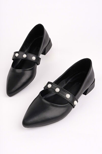 bulutmod BA04595 Siyah İ Kadın İnci Bantlı Günlük Büyük Numara Babet - 40