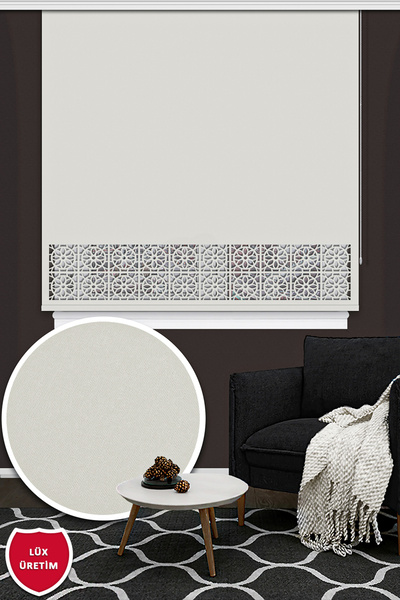 Kozastor Lazer Kesim Mat Stor Perde Ekru 602e L-117 Eko Seri