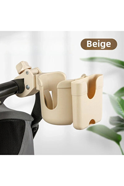 Choice Beige Anti-Slip 2 in 1 Universal Cup Holder for Bicycle and Stroller with Phone Stand Water Bottle O
