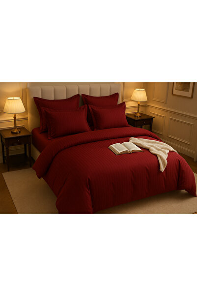 Lenjerie de pat Bumbac Damasc 100%,bordo royal -6 piese luxury hotel style miniatura 3