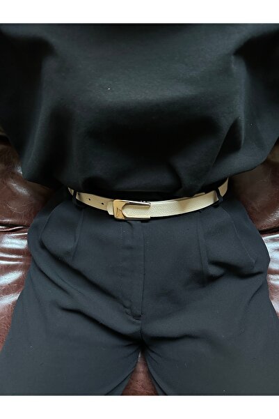 LİA KEMER Nova U Curea cu cataramă aurie pentru femei, cu model, centură pent...