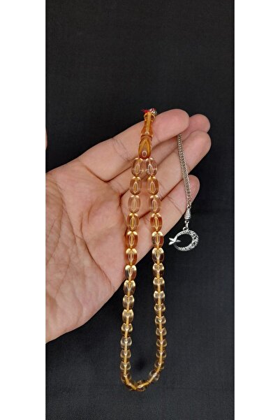 Anemore Collection مسبحة كهرمان النار قطع بيزلي شفاف/أصفر T-453