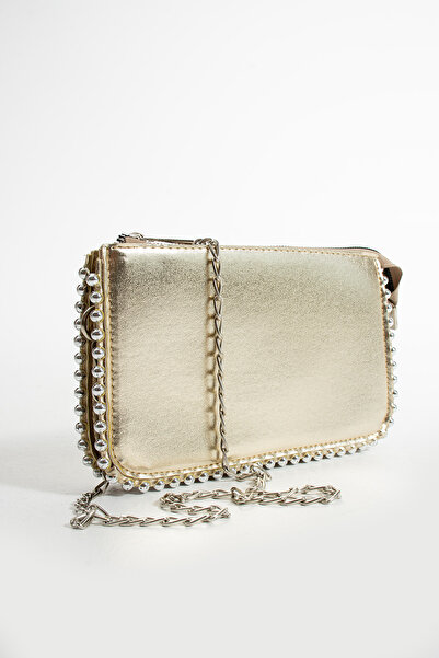 Mercan Stores Kadın Zımbalı Çapraz Zincir Askılı Cüzdan Çanta