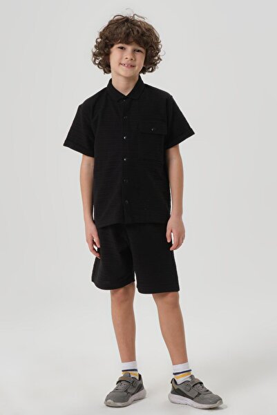 Black One 100% бавовняна еко-тканина, сорочка з кишенями, шорти, літній комплект для хлопчиків