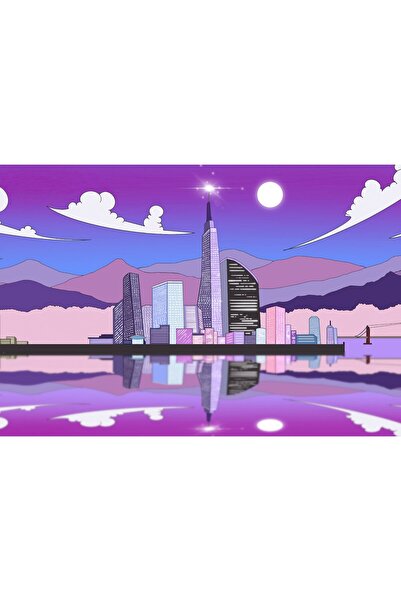 Zumzeria Tablou Canvas Cityscape Neon, 80x50cm, tablou1563, Zumzeria ®