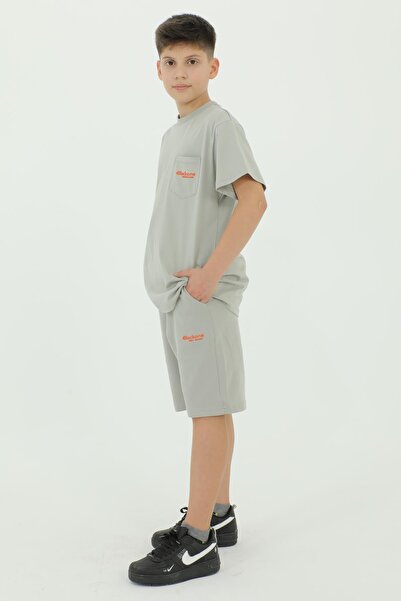 Black One Crew Neck Printed T-Shirt and Shorts Bottom Top Double Set