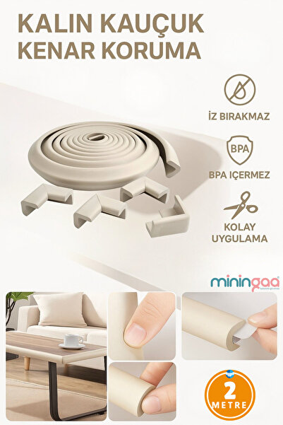 Miningaa 3m Brand - 2 Meters 4 Pieces Gray Flexible Soft Rubber Corner Protector Tape with Gift