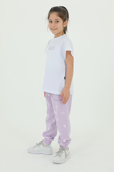 Black One Crew Neck Girl's Print Λεπτομερές βαμβακερό καλοκαιρινό μπλουζάκι παντελόνι 2 τεμαχίων φόρμας