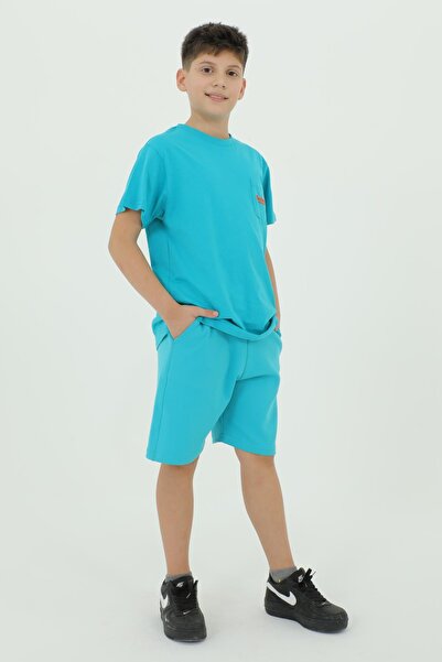 Black One Crew Neck Printed T-Shirt and Shorts Bottom Top Double Set