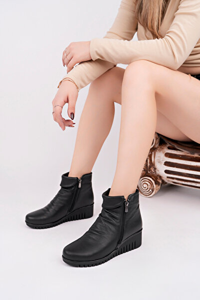 Deripabuc Genuine Leather Black Women's Leather Boots Trc-2005