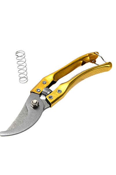 Lawazim Bypass Pruning Shears 8inch Gold Garden Scissors for Flowers and Tree Trimming