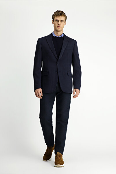 Kiğılı Regular Fit Sivri Yaka Düz Armürlü Yünlü Klasik Takım Elbise