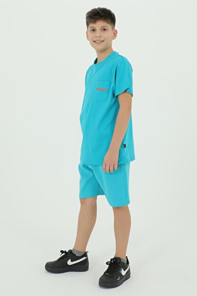 Black One Crew Neck Printed T-Shirt and Shorts Bottom Top Double Set