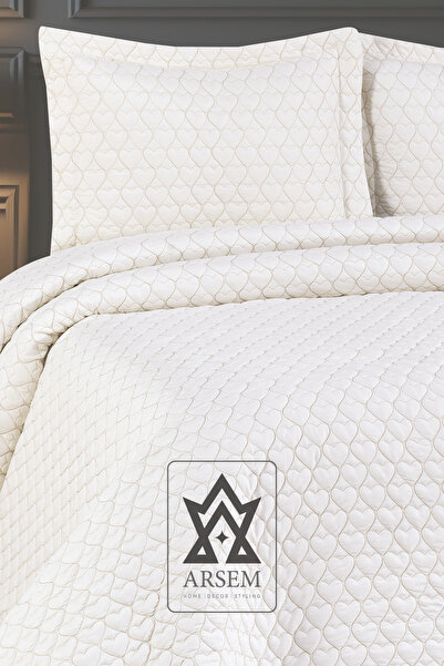 ARSEM EV TEKSTİL Love Ecru Single Bedspread Quilted Embroidered from Manufacturer