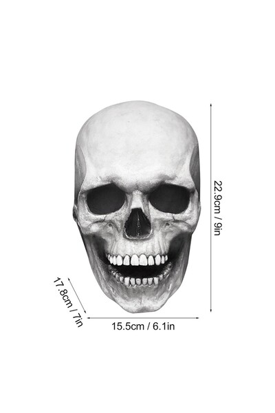 Choice White Halloween Creepy Full Head Mask With Moving Jaw Scary Realistic Latex Helmet With For Adults,