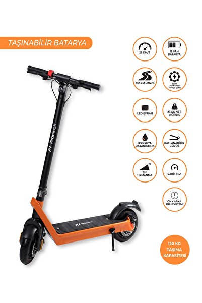 PiranTech X9 Elektrikli Scooter - Çıkartılabilir Bataryalı 850W Katlanabilir Scooter