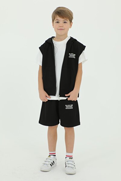 Black One Σετ τριών τεμαχίων μπλουζάκι και σορτς για αγόρι με λαιμόκοψη