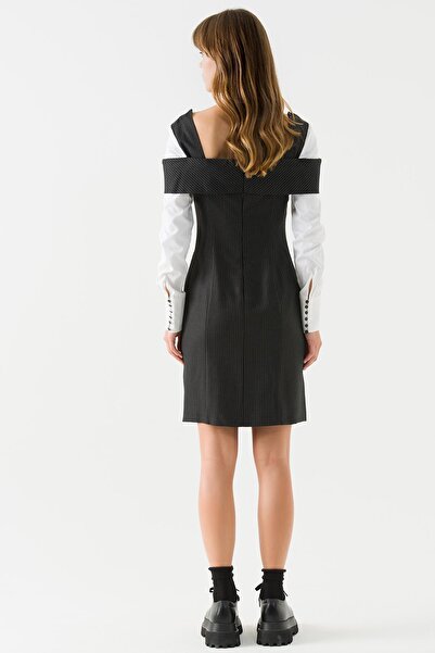 Jus De Pommes Kadın Siyah Gömlek Kollu Önü Düğmeli Elbise