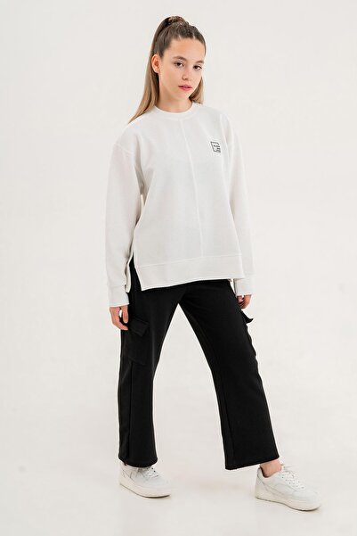 Black One Дівчачий спортивний костюм з велосипедним коміром, розрізом і кишенями